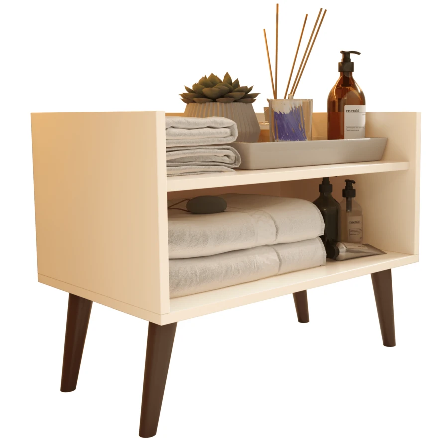 Floor Cabinet With Niche, Multipurpose Organizer For Bathroom Sink - Màu be - Xem 1