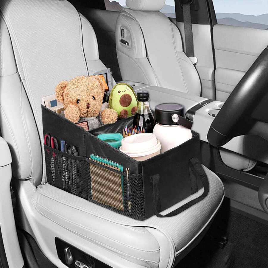 Foldable Car Trunk Organizer Storage Box,Oxford Cloth Multi-Functional Cargo Box With Handle, Suitable For Backseat Storage - En-Storlek - Visa 1