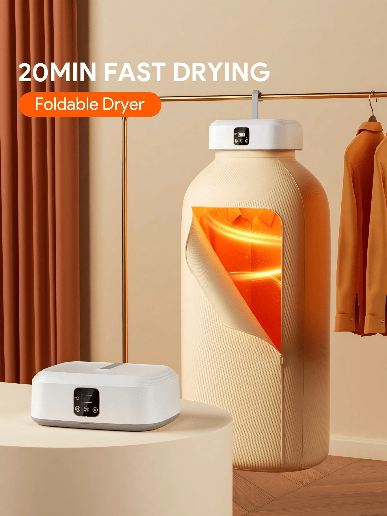 Home Dryer, Smart Remote Control Mini Dryer, Portable Dryer, 3D Circulating Constant Temperature Drying, 30-Minute Quick Drying, Dual-Speed Mite And Odor Removal, Suitable For Travel, Camping, Home Use, Dormitories And Apartments. - 查看 1