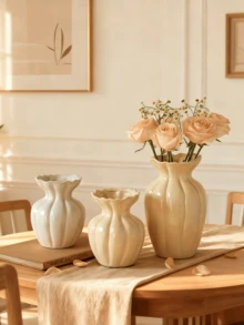 This Elegant Retro-Style Resin Vase Can Be Used As A Living Room Vase, Paired With Dried Flowers As A Modern Decor Item, Or Placed On The Dining Table. It Is Suitable For Fresh Flowers And Artificial Flowers, And Is An Ideal Decoration For Coffee Tables, Desks, And Living Rooms. It Is Very Suitable For Room Decor, Home Decor, And Autumn Decor. - Multicolor - View 8