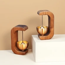 1pc Dopamine Reminder Copper Wind Chime, Fridge Magnet Indoor Decor, Outdoor Garden Decoration, Minimalist Handmade Wooden Hanging Ornament - Multicolor - View 4