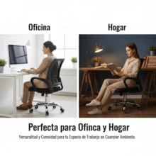 Silla de Oficina Moderna con Respaldo de Malla | Altura Ajustable | Giratoria 360° | Inclinación Ajustable | Para Hogar y Oficina - Negro - Ver 4