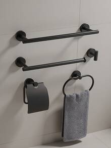 1pc Stainless Steel Bathroom Organizer Towel Rack & Toilet Paper Holder, Multi-Function Storage Hooks - Multicolor - View 11