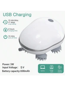 ماساج فروة الرأس الكهربائي، جهاز ماساج رأس محمول لا سلكي مزود ب- 4 مخالب قابلة للإزالة، 3 أوضاع قابلة للتعديل، إثارة رأس اهتزازية للاسترخاء العميق، للمنزل والمكتب والسفر