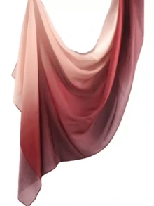 1件装女士波西米亚风水彩渐变印花围巾，休闲街头风头巾披肩，适合日常佩戴，秋季百搭 - 酒紅色 - 查看 4