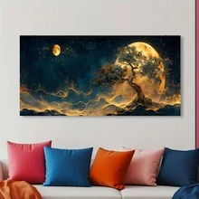 Framed 2D Flat, 1pc Giant Tree Of Life Canvas Print - Abstract Wall Art, Modern Geometric Design For Living Room, Bedroom, Kitchen And Bathroom Decor -  Indoor/ Outdoor Canvas Art, 2D Flat - Framed - 查看 5
