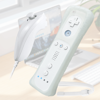 U型游戏手柄，带保护套和腕带，不含电池，遥控器兼容/U型，白色 - 绝佳的游戏配件礼品