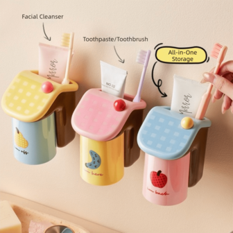 Dopamin Icke-perforerad Väggmonterad Tvättmugghållare Tandborsteställ Hushållsbadrumsförvaringsställ