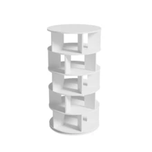 Rotating Shoe Rack, Round, White, 5 Shelves, Height 115 Cm, Width 60 Cm - White - View 7