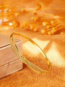5/1pc Luxury Geometric Copper Bracelet, Versatile Design, Showcases Jewelry Accessorizing Beauty, Exquisite Christmas Gift For Girlfriend - Gold - View 13