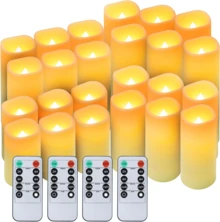 4/12 Flickering Flameless LED Candles With Remote Timer, 3D Flame Effect, Warm Glow Creates Romantic Atmosphere, Home Decor, Halloween And Christmas Decorations, Romantic Mood Lighting | Realistic Candle Design | Battery-Operated Candles, Candle Holders - 白色 - 查看 14