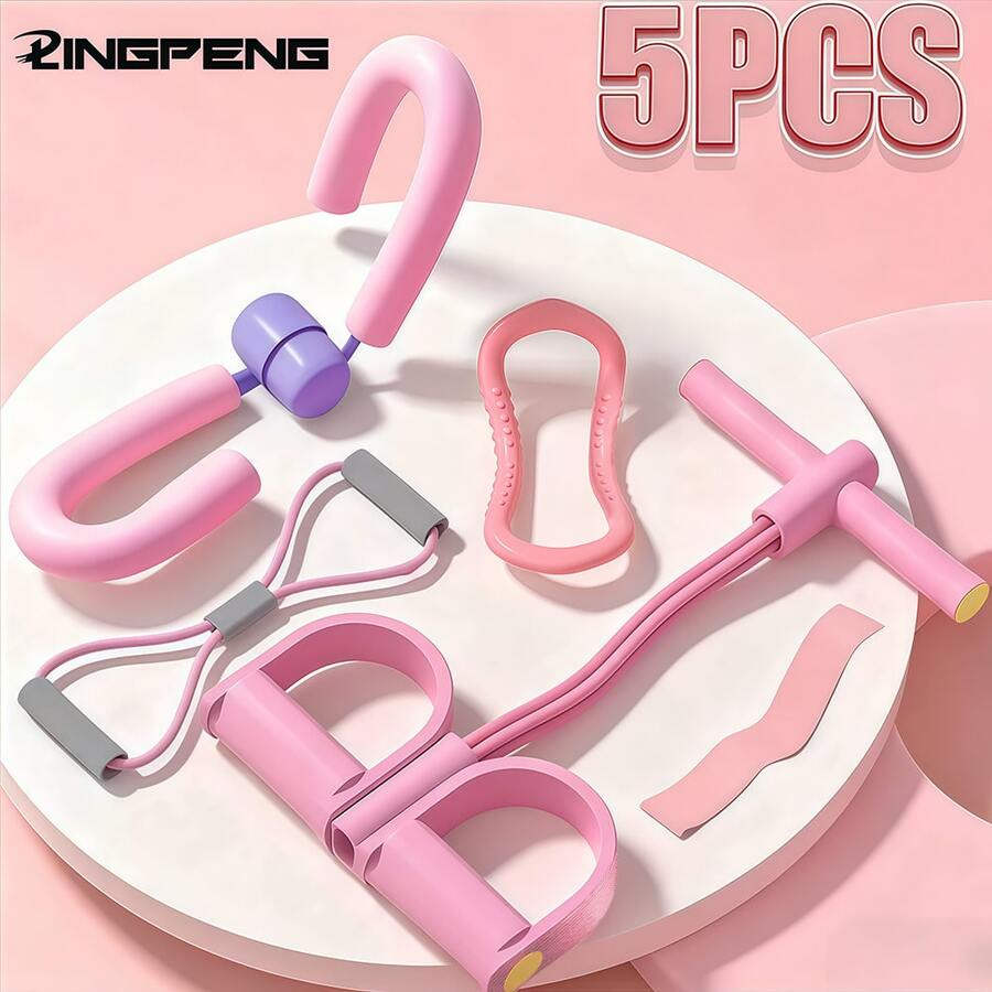 适合初学者的终极家庭健身套装 - 多功能健身器材，适用于腿部训练、瑜伽伸展、健身和力量训练，超值