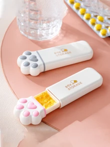 便携式迷你药盒，创意迷你猫爪药盒，防水密封，小巧便携，三格设计，独立塑料药盒，可爱多功能首饰收纳盒，迷你胶囊收纳盒，适合日常旅行、健身、办公、户外旅行和露营，女生必备单品 - 彩色 - 查看 10