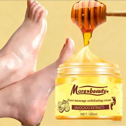 MOREBEAUTY [Natural Shea Butter]Herbal Foot Scrub 180g, Crema exfoliante para masaje de pies, limpieza profunda, exfoliante suave, crema de pies para pies y talones secos y agrietados, hidratar los pies secos, prevenir los pies agrietados, suavizar los pies, nutrir los pies.