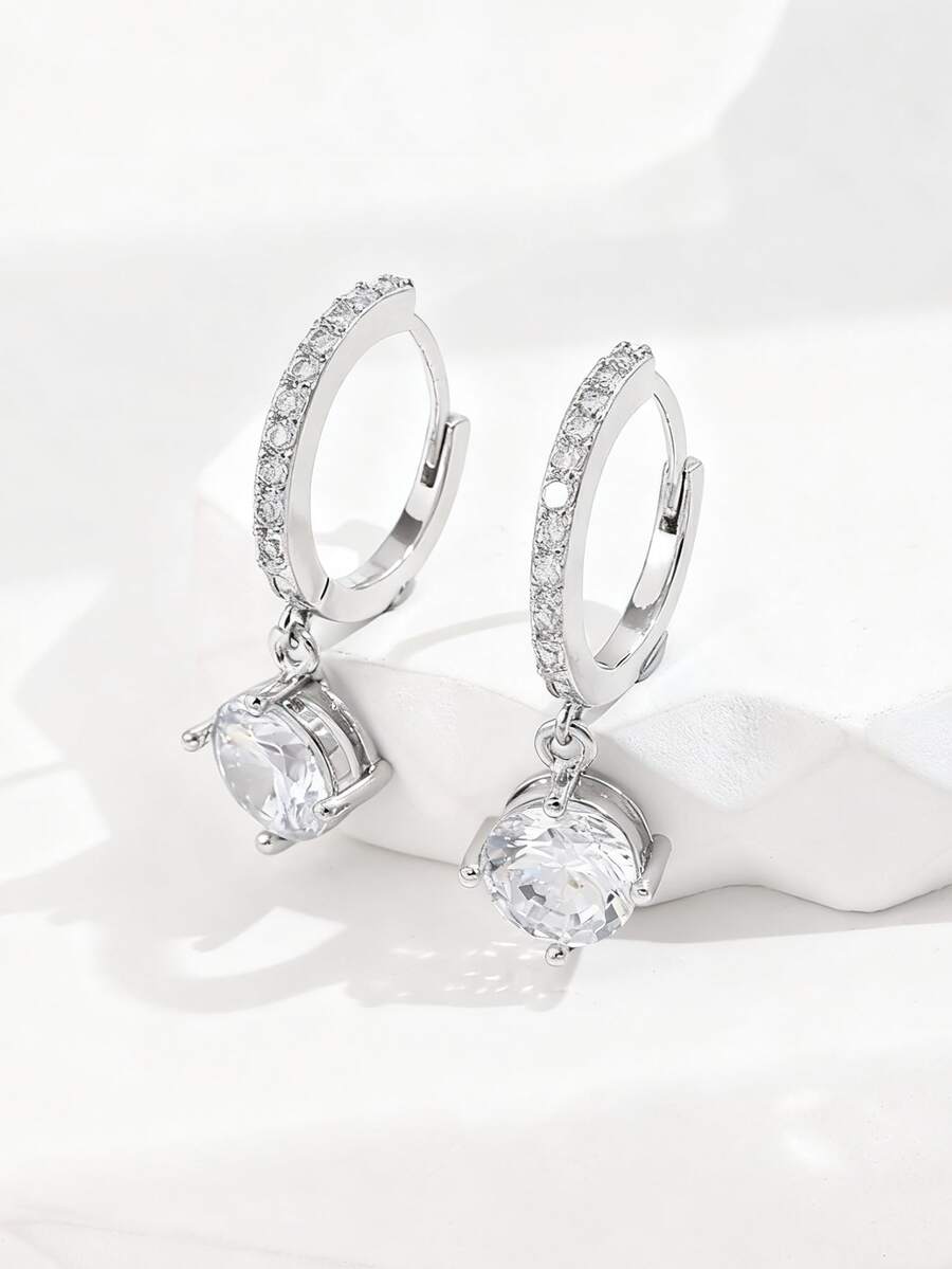 1 Paar Ohrringe mit Anhänger im Vintage-Stil, elegant mit kubischem Zirkonia, geeignet für Frauen zum Tragen an Neujahr, Weihnachten, Valentinstag, Hochzeiten und für den täglichen Gebrauch - Verschiedenfarbig - Übersicht 1