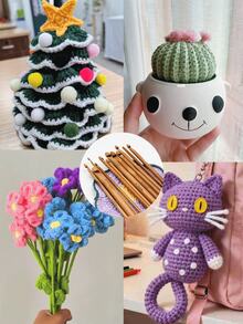 Set de 12 ganchos de ganchillo de bambú, con tamaños desde 3.0mm hasta 10.0mm, producto de bambú natural, suave y sin astillas, adecuado para tejer suéteres, bufandas de bricolaje - Caqui - Ver 8