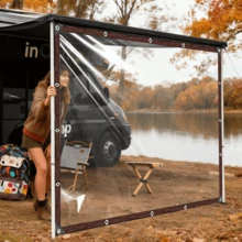 1pc Reinforced Plastic Film With Eyelets On Edges, Suitable For Outdoor Windproof And Waterproof Use - Multicolor - View 4
