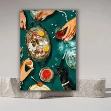 Framed 1pc Framed Creative Canvas - Luxury Banquet Theme , Retro Canvas Wall Art. Ideal As An Artwork Wall  Gift For Bedroom, Office, Living Room. Perfect For Wall Decor In Home And Dormitory, Ready To Hang - Đóng khung - Xem 5