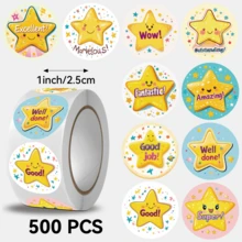 500 miếng/cuộn, hình ngôi sao, kích thước 2.5cm/1.0 inch, quà tặng lý tưởng cho trẻ em, có thể dùng để trang trí sách, dán nhãn, gói quà và nhiều mục đích khác. - Nhiều màu - Xem 2