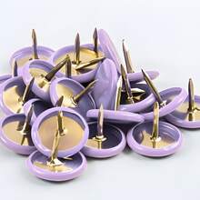 Pack de 60 Chinchetas en Colores Rosa, Morado y Verde – Puntería Firme y Cabeza de Color Brillante, Ideales para Pizarras, Corchos, Manualidades, Oficina y Decoración; Accesorios Resistentes, Seguros y de Uso Versátil - Lila Púrpura - Ver 2