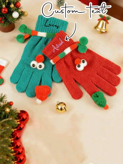 Personliga stickade julvantar, pekskärmsvantar, halkfria handskar, anpassad julklapp till kollegor, lämplig för familj och vänner, jul, alla hjärtans dag, halloween, årsdag, födelsedag