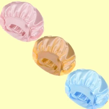 Unscented Silk Satin Wide Brim Sleep Cap Bonnet - Comfortable Elastic Band Sleep Caps For Daily Use, Polyester Solid Color Bonnet For All Season - Multicolor - View 29