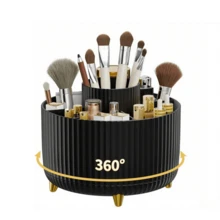 360° Rotate Makeup Brush Holder Organizer, Makeup Organizers Countertop, Makeup Organization And Skincare Storage For Vanity, Desktop, Bathroom - Black - View 8