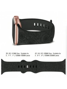 1 Piece Personalized Custom Flower-Engraved Sports Watch Band Compatible With Apple Watch Bands, 44mm, 40mm, 38mm, 41mm, 45mm, 49mm, 42mm, For Women, Colorful, Sandy Soft Silicone, Cute Flower Pattern Sports Watch Band, Suitable For Apple Watch Ultra 2, SE, 11, 10, 9, 8, 7, 6, 5, 4, 3, 2, 1, As A Back-To-School And Valentine's Day Gift For Students