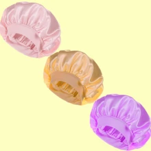 Unscented Silk Satin Wide Brim Sleep Cap Bonnet - Comfortable Elastic Band Sleep Caps For Daily Use, Polyester Solid Color Bonnet For All Season - Multicolor - View 34