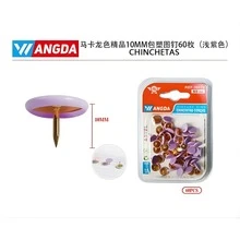 Pack de 60 Chinchetas en Colores Rosa, Morado y Verde – Puntería Firme y Cabeza de Color Brillante, Ideales para Pizarras, Corchos, Manualidades, Oficina y Decoración; Accesorios Resistentes, Seguros y de Uso Versátil - Lila Púrpura - Ver 5