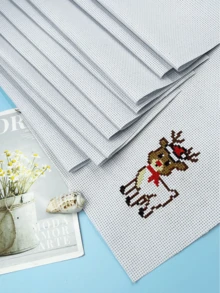 10片装，11ct和14ct白色十字绣布 - 两种尺寸，适合初学者，9.84英寸*9.84英寸，是新手练习、斋月手工刺绣、节日图案DIY工艺品的理想之选。