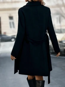 Cappotto di lana elegante e casual da donna con collo a bavero e doppio petto, manica lunga, taglia comoda, adatto per abbinamenti quotidiani, uscite, riunioni, lavoro, pendolarismo