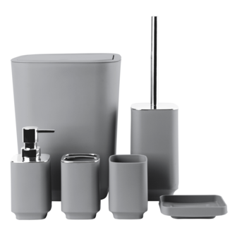 6-Piece Bathroom Set: Liquid Soap Dispenser, Soap Dish, Tumbler, Trash Can, Toothbrush Holder, Electroplated Finish, Modern Home Hotel Amenities