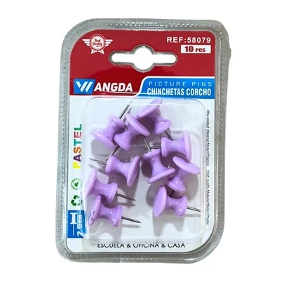 Pack de 10 Chinchetas en Colores Rosa, Morado y Verde – Puntería Firme y Cabeza de Color Brillante, Ideales para Pizarras, Corchos, Manualidades, Oficina y Decoración; Accesorios Resistentes, Seguros y de Uso Versátil