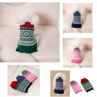 1 st stickad husdjurströja, tjock höst/vinter ny ankomst, julkläder för katter och hundar