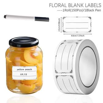 1Roll(150Pcs) Vintage Writable Food Rotation Date Stickers With Black Marker Pen 0.98*1.57'' Satety Date Freezer Index Labels Suitable For Kitchen Seasonal Food Storage Labels Organization, Food Jars, Beverage