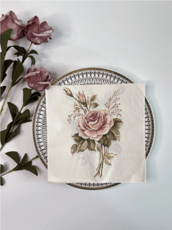 30 piezas Servilletas de papel con diseño de rosas florales vintage elegantes, 2 capas para mayor durabilidad - Perfectas para bodas, reuniones nupciales, cumpleaños, fiestas de té - Decoraciones de mesa elegantes y suministros para fiestas de té para restaurantes y hoteles | Ajuste de mesa elegante | Servilletas de doble capa