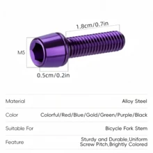 WEST BIKING 出品的 6 颗 M5 x 18mm 自行车车把螺丝，经久耐用、轻巧便携，易于安装和调节，是山地车车把 DIY 配件的理想之选，多种颜色可选。 - 彩色 - 查看 3