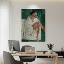 Framed S Abstract Female Canvas Art Prints -  Wood Frame, Modern Striped & Abstract Design, Reusable Contemporary Home & Office Decor For Bedroom, Living Room, Dorm - High-Quality Recyc Wood, Bedroom Wall Art, Minimalist Wall Art, Durable Canvas - Framed - View 4