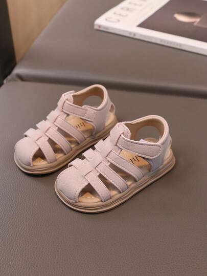 1 Pair Brown Toddler Boys/Girls Hook And Loop Closed Toe Summer Casual Infant Sandals