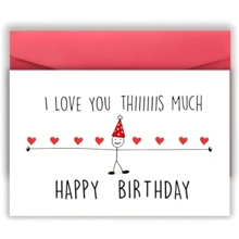 1pc Funny Love Card, Valentine's Day Card, Christmas Card, Gift, Birthday Card, "I Love You This Much", "Merry Christmas", Small Business Supplies, Thank You Card, Gift, Express Love, Suitable For Friends, Husband, Boyfriend, Wife, Girlfriend, Family, Siblings, Parents, Partner, Colleagues, Classmates, Loved Ones, Father, Mother, Suitable For All Occasions, Christmas Gift - Multicolor - View 10