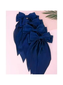 1/2/4个装大号缎面蝴蝶结发夹，可爱大蝴蝶结发饰，适合女性，可用于婚礼新娘、派对、发夹、发饰、头饰、发卡 - 藏蓝色 - 查看 5