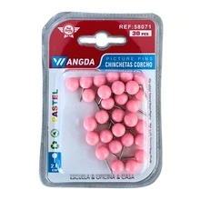 Pack de 30 Y 35 Chinchetas en Colores Rosa, Morado y Verde – Puntería Firme y Cabeza de Color Brillante, Ideales para Pizarras, Corchos, Manualidades, Oficina y Decoración; Accesorios Resistentes, Seguros y de Uso Versátil - Rosa - Ver 1