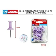 Pack de 35 Chinchetas en Colores Rosa, Morado y Verde – Puntería Firme y Cabeza de Color Brillante, Ideales para Pizarras, Corchos, Manualidades, Oficina y Decoración; Accesorios Resistentes, Seguros y de Uso Versátil - Lila Púrpura - Ver 5