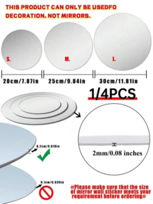 Acrylic Round Mirror, Desktop Decorative Mirror, Round Mirror Tile, Self-Adhesive Mirror Sticker, Suitable For Wall, Living Room, Bedroom Decor, Medium Thickness - Silver - View 2