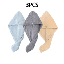 1条/3条装超细纤维干发巾/发帽，女士专用，吸水性强，速干，超级柔软舒适，尤其适合毛躁、卷曲和受损发质。浴室、居家、旅行和健身必备（多色套装），长短卷发适用 - 防毛躁 - 彩色 - 查看 14