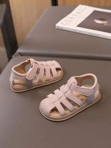 1双棕色幼儿男女童钩环式闭趾夏季休闲婴儿凉鞋 - 粉色 - 查看 3