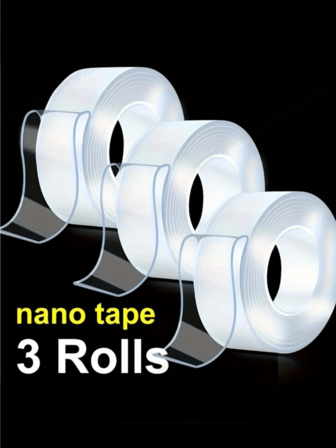 Reusable Nano Coating Double-Sided Adhesive Tape - No Residue And Washable - Strong Adhesive Tape Suitable For Home, Office And Automotive Use