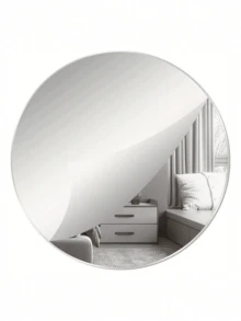 Acrylic Round Mirror, Desktop Decorative Mirror, Round Mirror Tile, Self-Adhesive Mirror Sticker, Suitable For Wall, Living Room, Bedroom Decor, Medium Thickness - Silver - View 13