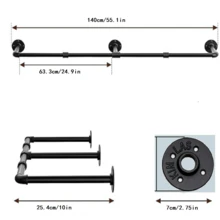 72-Inch Industrial Pipe Wall Mounted Garment Rack For Women's Clothing Store Display, Room Decor, Laundry Area, And Boutique Showroom Organization; Rustic Steel Pipe Frame With Heavy-Duty Support, Durable Finish, Easy Wall Mounting, Versatile Hanging Rack For Seasonal Apparel, Retail Window Display, Fitting Room Setup, And Space-Saving Wardrobe Organization In Apartments And Small Shops